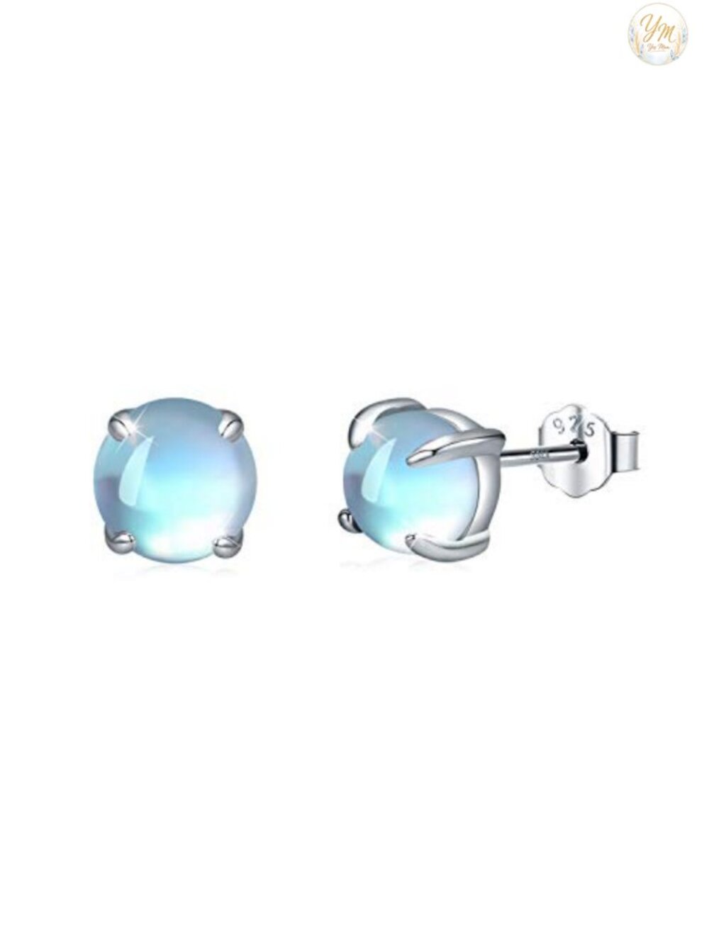 925 Sterling Silver Moonstone Stud Earrings Hypoallergenic for Women